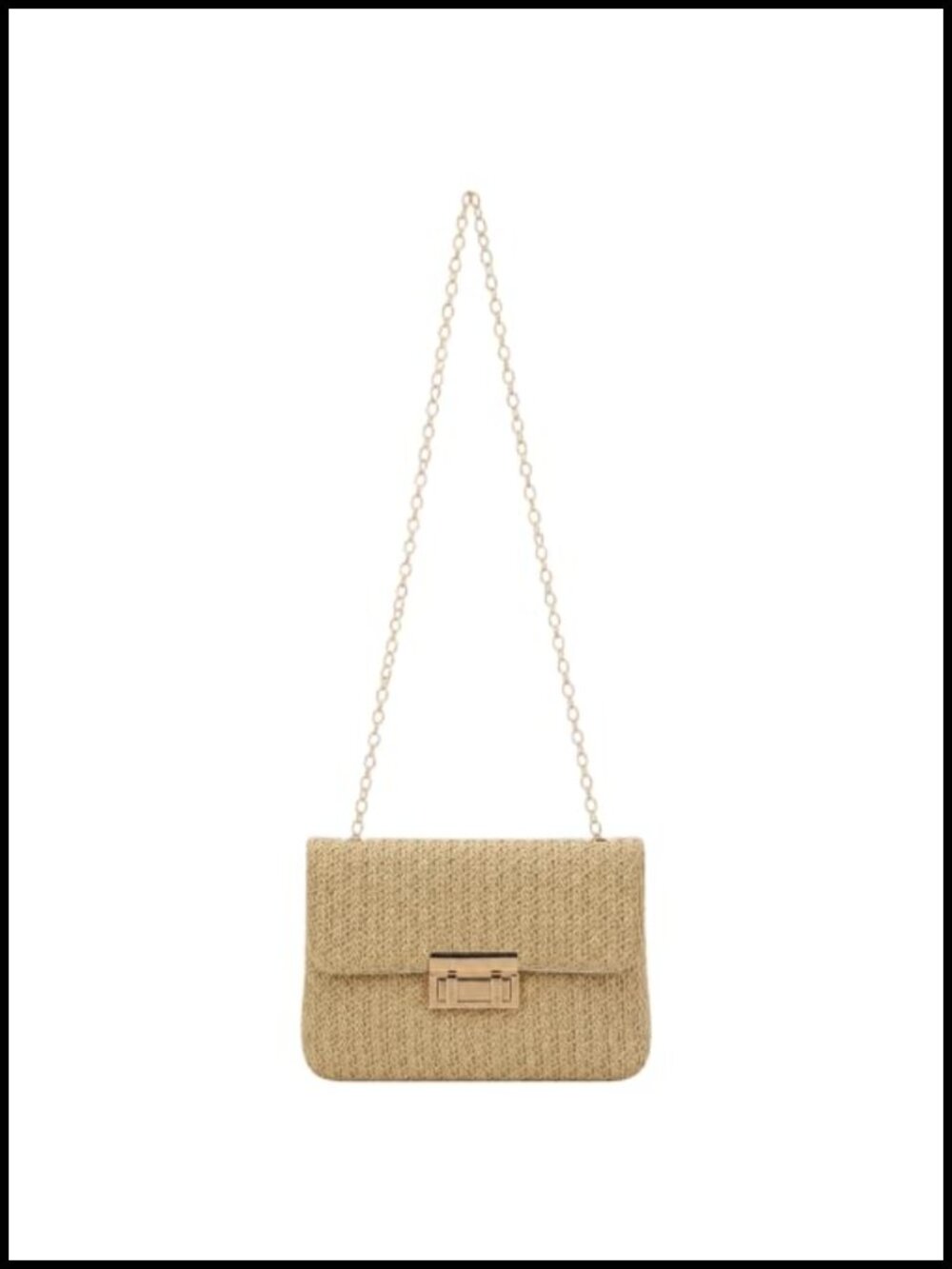 Straw Woven Clutch with Chain Strap, Crossbody Shoulder Bag for Travel